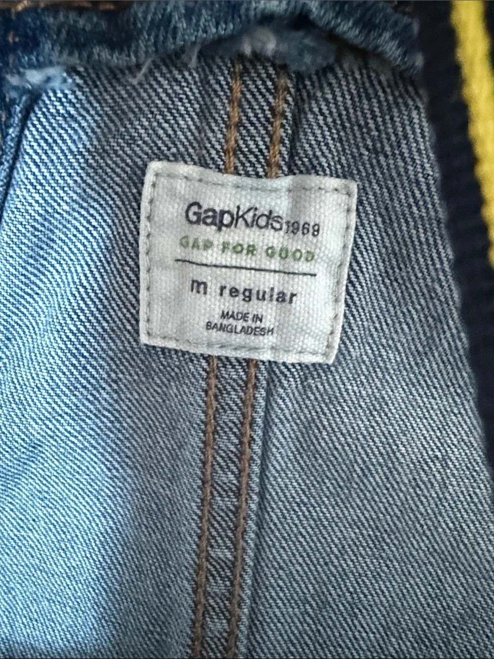 GAP Blue Denim Pinafore Dress with Rainbow Straps